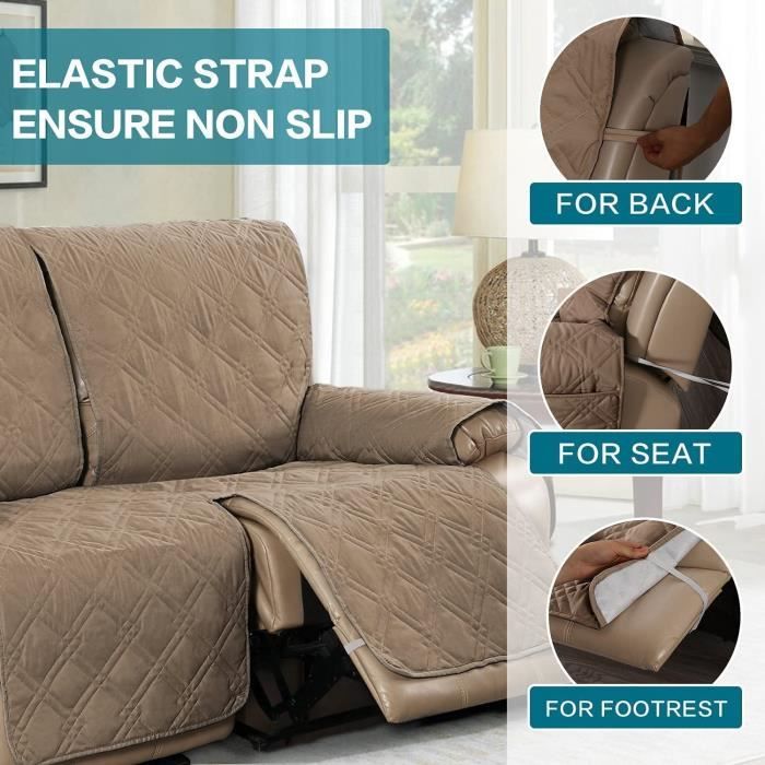 Housse De Canapé Protecteur Relax Avec Sangle éLastique Anti-DéRapant Trois Poches Inclinable Matelasse Réversible Lavable Salon Meubles Coin Chien Animal Compagnie ( Couleur : A , Taille : (2 Seat