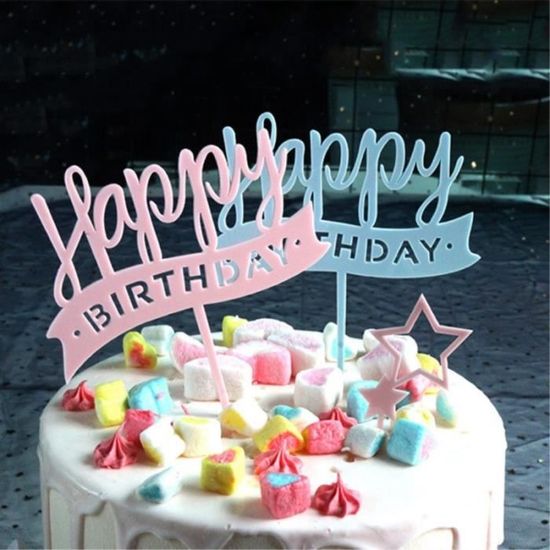 2 Pieces Beau Decor Drole Joyeux Anniversaire Gateau Pour Fete Rassemblement Figurine Decor De Gateau Cdiscount Maison