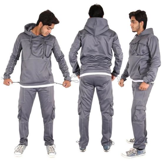 Survêtement Pour Homme - Manches Longues - Fermeture éclair Intégrale - Sweat à Capuche Décontracté - Veste - Haut Et Pantalon De Sport De Course - Pantalon De Jogging - Vêtements De Sport - Tenue 2