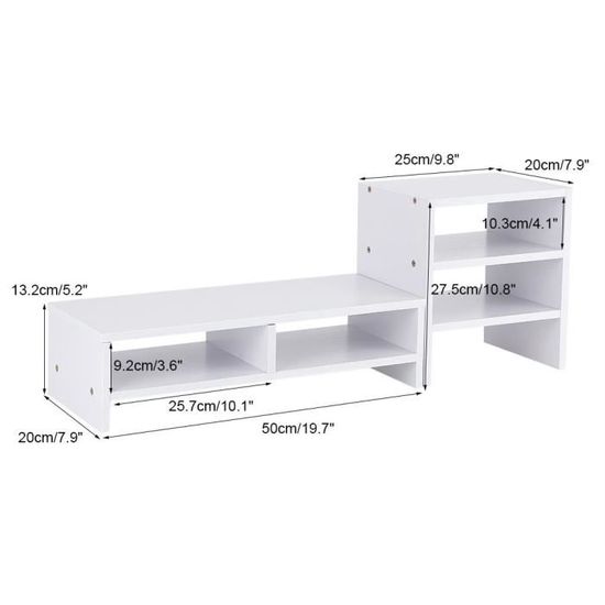 support ecran ordinateur pc etagere de 3 couche en bois organisateur de rangement de bureau blanc cdiscount informatique