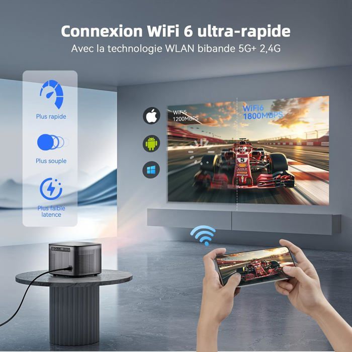 Vidéoprojecteur WiFi Bluetooth 4K SOOMFON SK2 - Mini Projecteur Portable 720P 260 Lumens