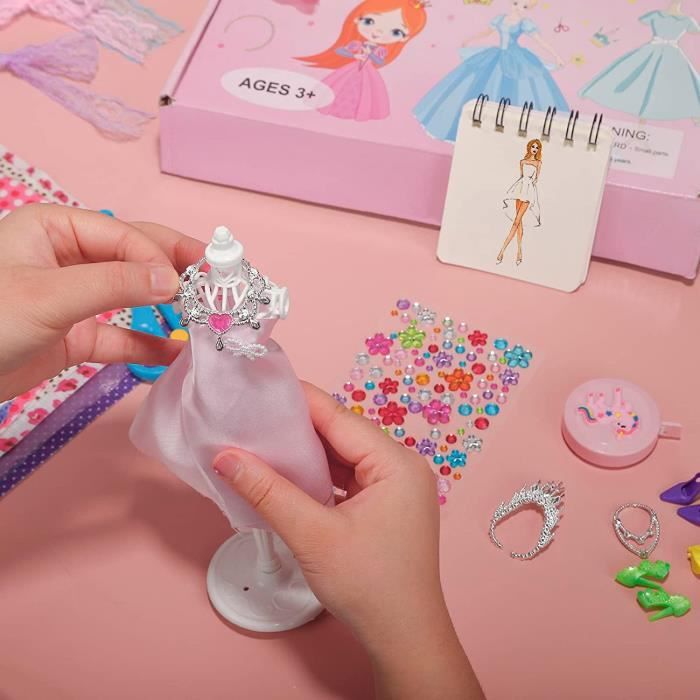 800+Pcs- Fashion Design Kit, Kit de Création de Mode Pour Filles avec 6 Mannequi