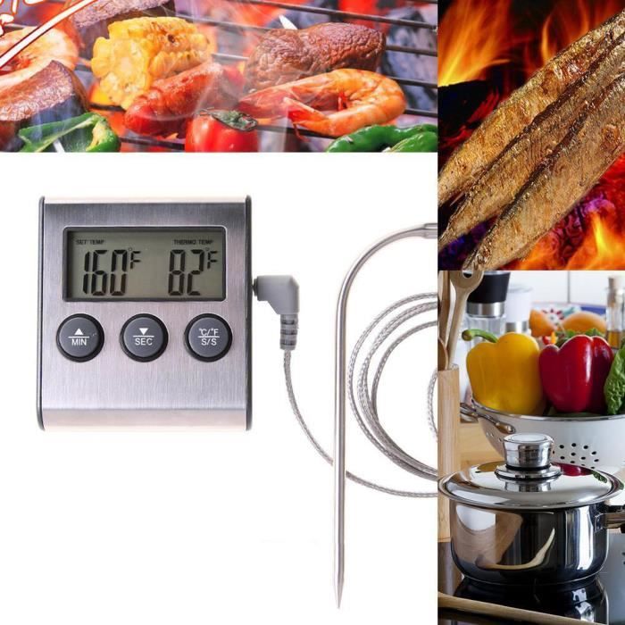 Ustensile de cuisine Qumox Thermomètre numérique de cuisine / Thermomètre à  viande, patisserie et liquide viande Cuisine BBQ Kebab Turquie - acier  inoxydable-Positif /négatif