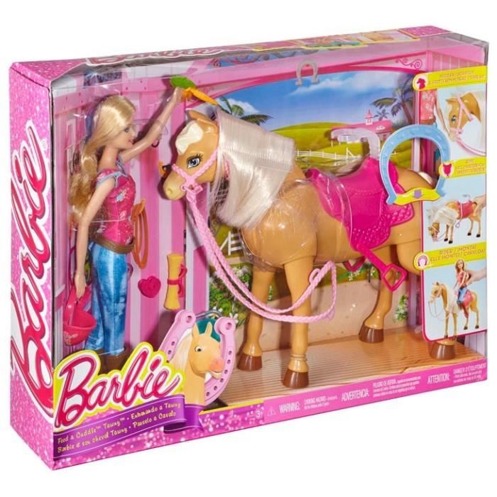 Barbie Cheval Trotteur et poulain + 1 poupée - Cdiscount Jeux - Jouets