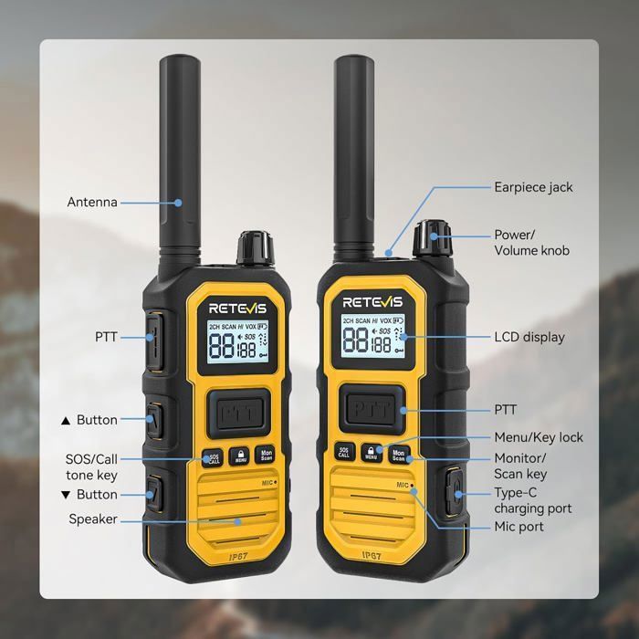Retevis Rb648p Retevis RB648P Talkie Walkie Professionnel Longue Portée, IP67 Étanche ...