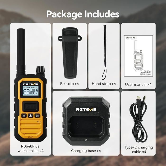 Retevis Rb648p Retevis RB648P Talkie Walkie Professionnel Longue Portée, IP67 Étanche ...
