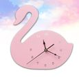 1 pc Swan Forme Muet Horloge Murale En Bois Suspendue pour Chambre D'enfants Sans Batterie HORLOGE - PENDULE-0