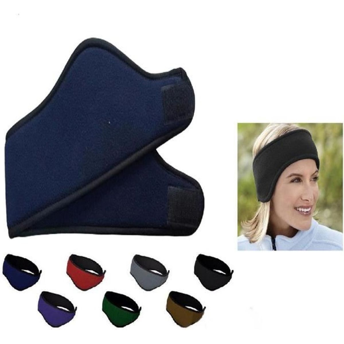 Cache-Oreilles Homme et Femme en Cuir Polaire dhiver Noir