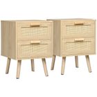 HOMCOM - Lot de 2 tables de chevet - Panneau de particules - 40x40x56cm - Bois naturel