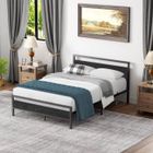 Lit en métal 140x200cm - OKWISH - Lit double avec sommier à lattes - Noir - Design contemporain - Charge 200kg