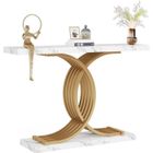 Table Console d'entrée, 100 x 29,5 x 80 cm - Tribesigns Table Console Moderne avec Pieds métalliques géométriques, Blanc et Doré