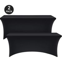 2PCS Nappe de Table Rectangulaire Stretch - Housse de Table en Spandex Tight Fit - Noir (2, 6 ft (183 cm))
