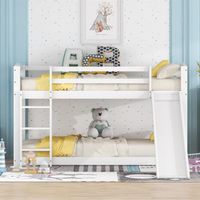 DRIPEX Lit superposé 90x200cm avec toboggan pour enfants,Lit Maison avec échelles et barrières de sécurité,cadre en bois,Blanc