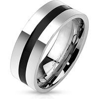 Bague anneau homme acier inoxydable bande centrale plaqué noire (67)