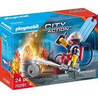 PLAYMOBIL - Set cadeau Pompier - Lance de mousse d'extinction portable - 24 pièces