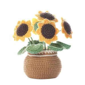 POUPON Kit de Crochet DIY Kit de Crochet de Plante en Pot de Tournesol avec des Aiguilles de Fil à Tricoter PoupéE en Peluche Facile