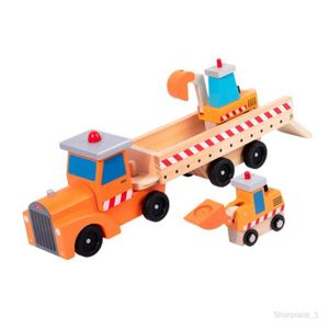 VEHICULE PORTEUR Jouet éducatif en bois pour garçons et filles, camion porteur de voiture, jouet en bois pour garçons et filles âgés de 3 ans