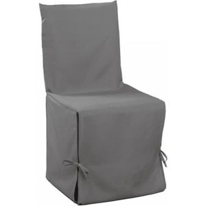 DOUCEUR d'INTERIEUR Housse de chaise unie à nouettes 50x50x50 cm Essentiel gris