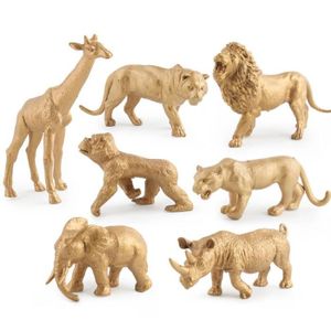 FIGURINE - PERSONNAGE SALUTUYA Figurines de jouets d'animaux 7 pièces jouets animaux Figurines Simulation modèle Animal Version or Simulation jeux jouet