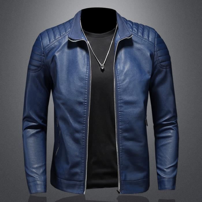 Veste cuir homme 2025 bleu