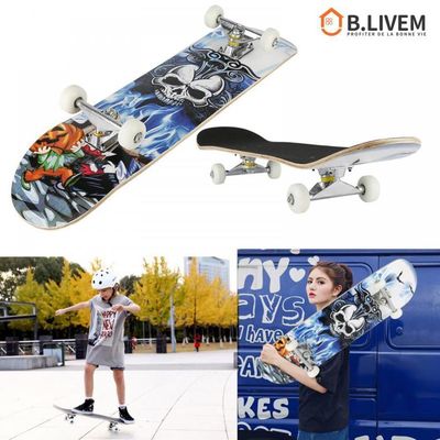 Skateboard Débutant En érable - Roues Silencieuses ABEC-9 - Support Aluminium - 180 Kg Max