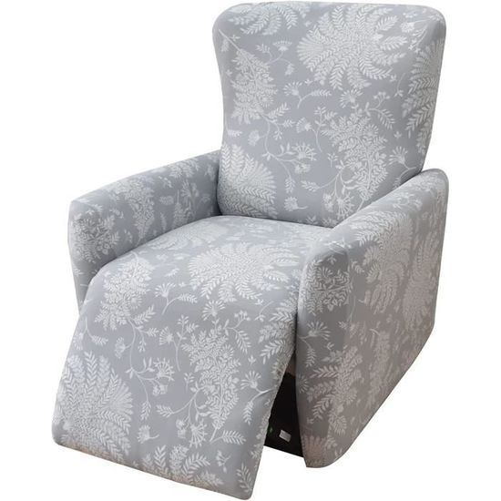 Housse Fauteuil Relax 4 Pièces Extensible - Gris Clair - Lavable - Avec Poches - Protection Meubles - 7