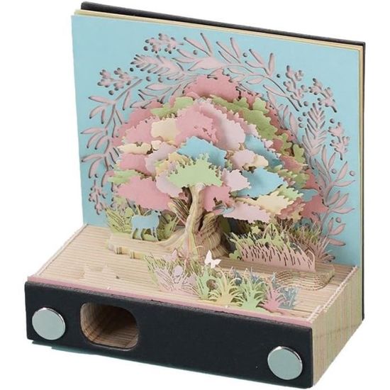 Cikiki Calendrier 2024 - Bloc-notes - Calendrier de bureau - Bloc-notes -  Décoration d'arbre - Cadeau 3D romantique - Maison romantique - Bureau 