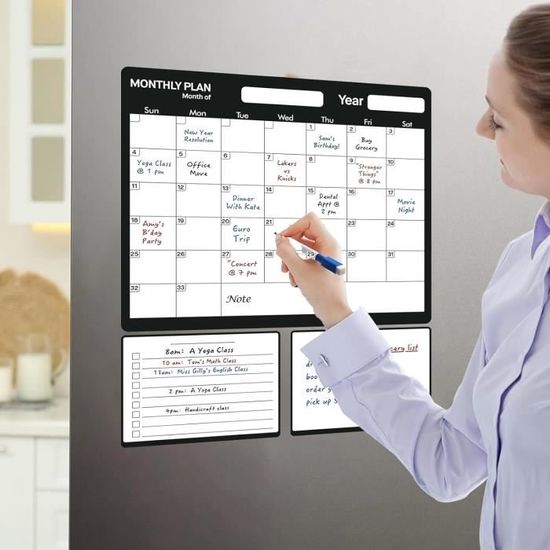 Calendrier Effaçable à Sec SVNOOC Pour Frigo - Mensuel & Hebdomadaire 35x25cm - 2 Blocs + 2 Marqueurs