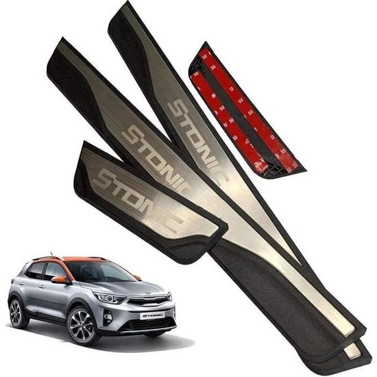 Garnitures De Seuil PortièRe Voiture Pour KIA Stonic 2017 2018 2019, 4 PièCes Protecteur De PéDale De Seuil De Porte En Acier Inoxydable, Autocollant