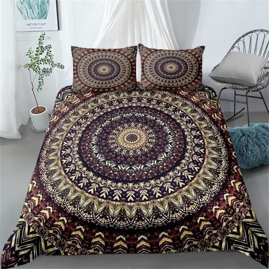 Lot De 4 Housses De Coussin Mandala – 45x45 Cm – Multicolore – Polyester – NEUF
