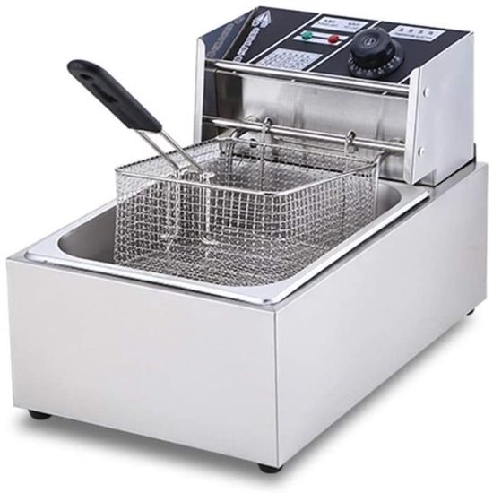 Friteuse Électrique Professionnelle 2500W Inox - Grande Capacité 6L Pour Restaurant, Snack Et Usage Intensif