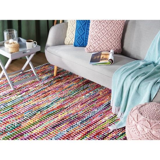 beliani tapis bariole multicolore 160 x 230 cm belen cdiscount maison