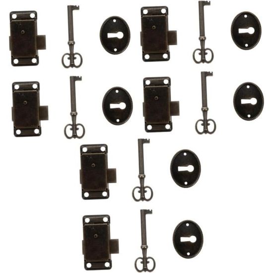 Serrures à Clé Pour Petites Portes Et Armoires - Verrou Plaqué Chrome Avec Agrafe, Installation Facile, 2 Clés Fournies