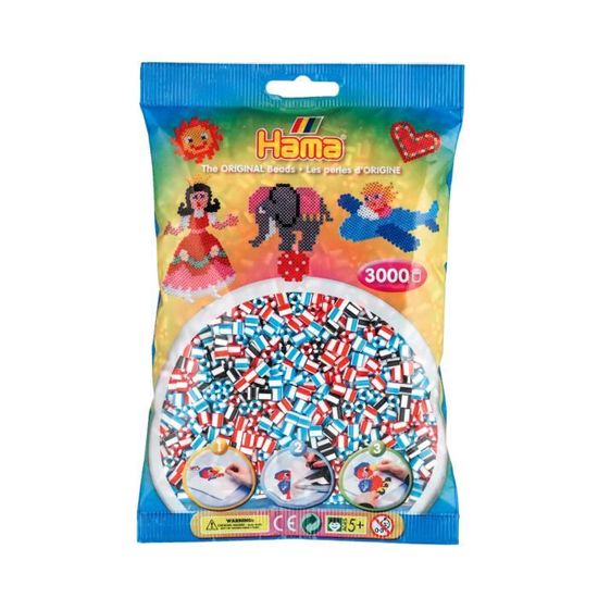 Hama Perles thermocollantes Midi pastel Mix 3000 Perles 6 couleurs - Label Emmaüs