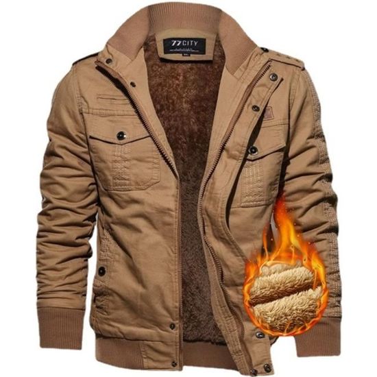 Blouson Homme - INSFITY - Printemps Et Automne - Multi-Poches - Couleur Unie Vert Vert - Prêt-à-Porter