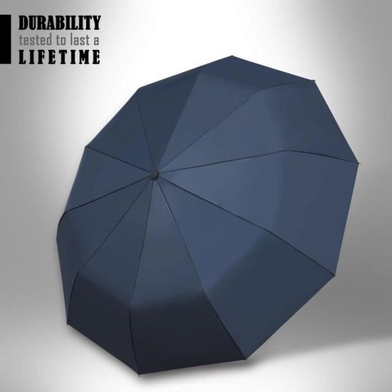 Parapluie Automatique Anti-retournement - Manche En Bois Bleu - Compact Et Résistant Au Vent - Neuf Avec étiquettes