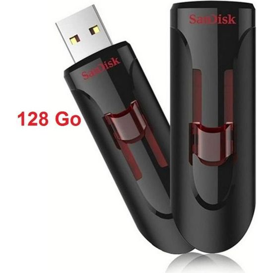 Clé USB - CRUZER - Glide 128 Go 3.0 - Noir - Compatible MacOS et Windows