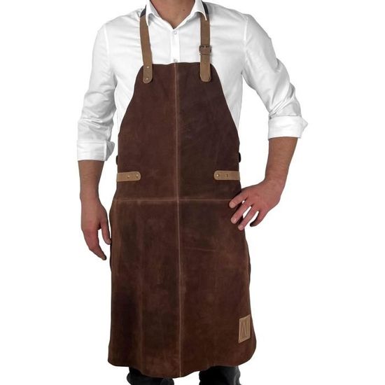 Leathershire Tablier en cuir pleine fleur marron foncé pour
