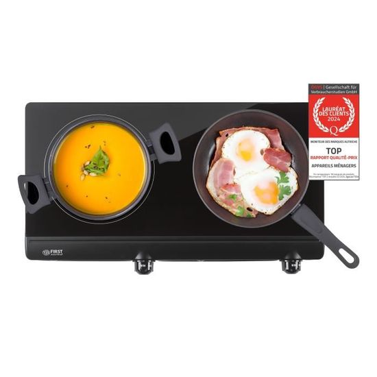 Plaque De Cuisson Infrarouge Double 7000W - Portable, Touch + Bouton, 220V, Noir/Rouge