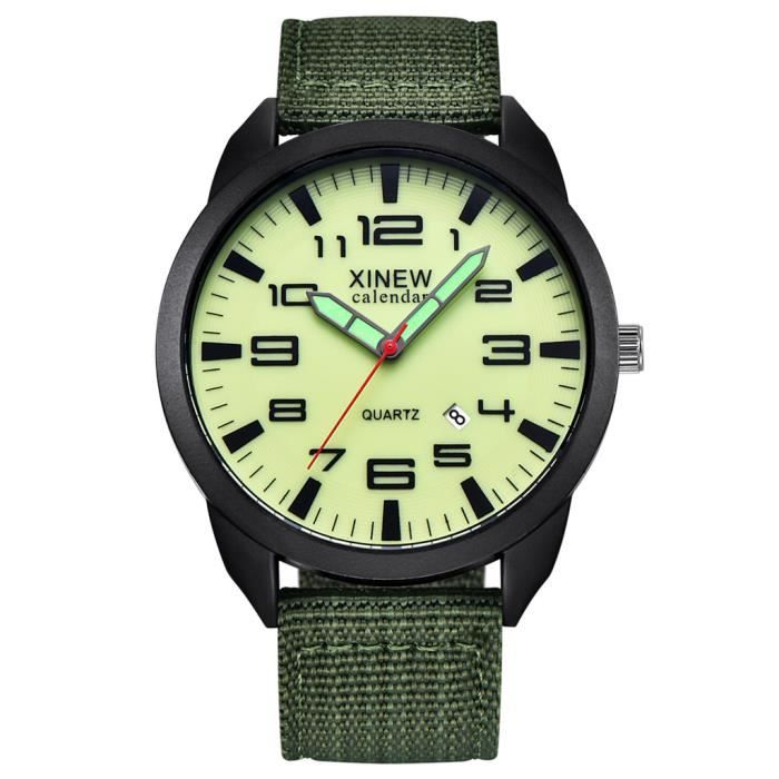 XINEW Outdoor Mens Date Acier inoxydable Militaire Sports Analogique Quartz Montre-Bracelet XYQ90801121D_non
