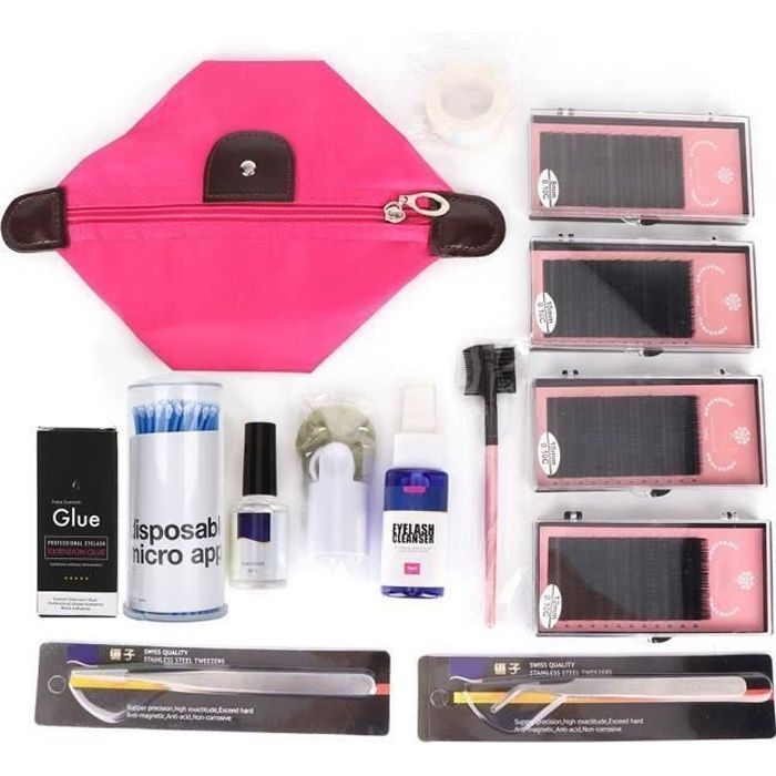 SY-Kit d'outils d'extension de cils faux cils pinces à épiler coton-tige peigne greffe de cils ensemble