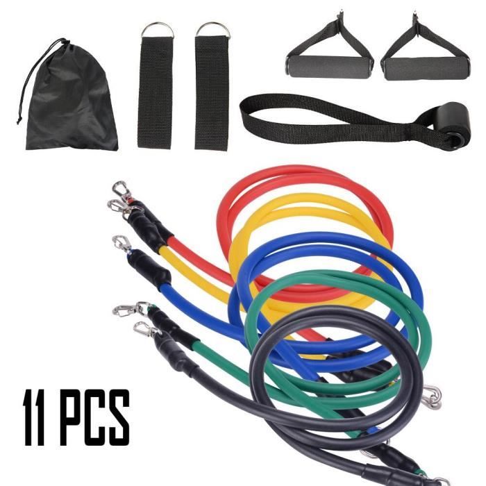 11 pièces Fitness bandes de résistance ensemble Fitness bandes élastiques corde tirer exercice bandes d'entr - 11 pcs set - KOBM7916