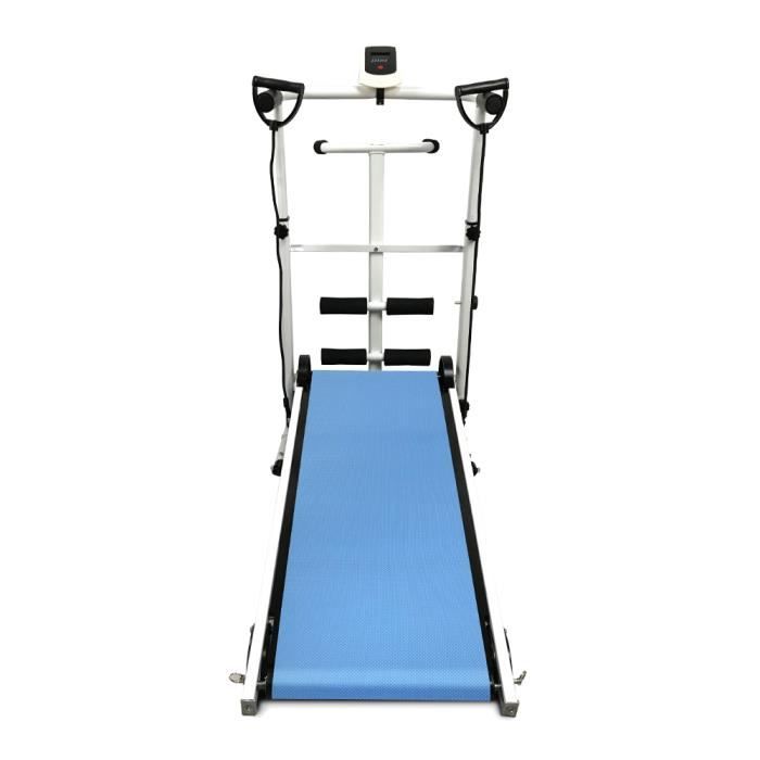 Tapis de course mécanique - tapis de marche pliable - Tapis Roulant + Sit-ups / corde / plaque tournante 3 en 1 - bleu