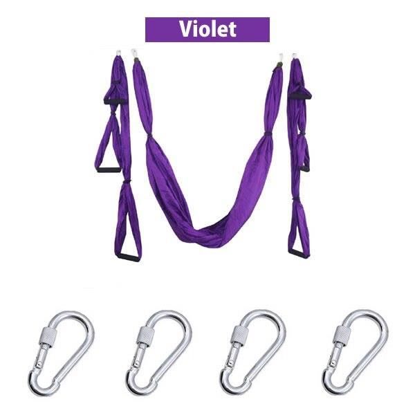 Accessoires Fitness - Musculation,Chaude 6 poignées Anti gravité Yoga hamac trapèze maison gymnastique suspendus - Type violet #B