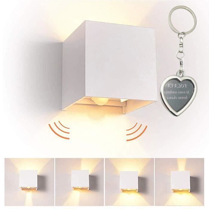 7W LED Applique Murale Avec Détecteur De Mouvement Pour Interieur-Exterieur, IP65 Réglable Moderne Design 3000K Blanc Chaud So09620