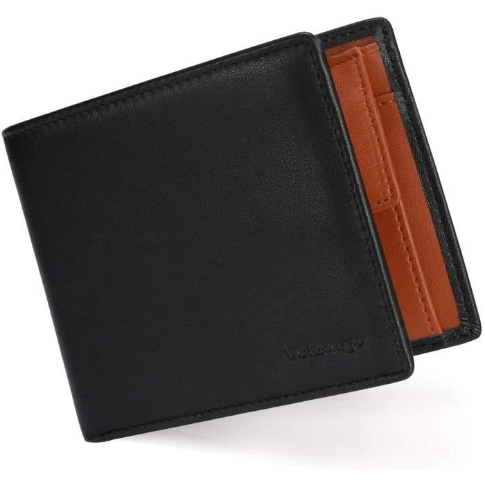 Portefeuille Homme Porte Monnaie Classique avec Blocage RFID Etui à Carte Crédit - Portefeuille en Cuir PU à Bouton Pressé,Cadeau d