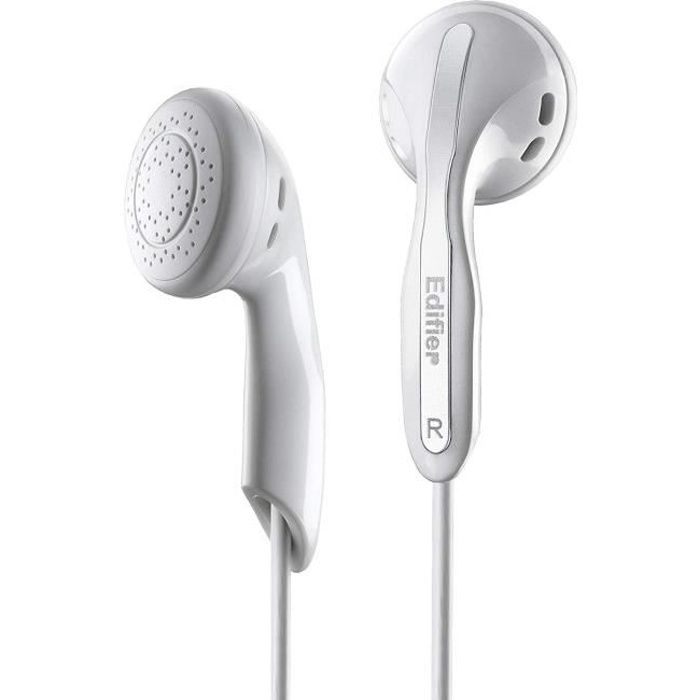 Edifier H180 Ecouteur Oreillettes Stéréo Hi-FI - Ecouteurs Style Oreillette Classique sans Micro - Blanc ***COMFORT CLASSIC - Des