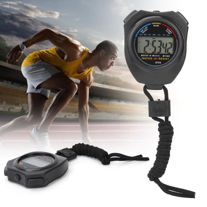 2Pcs Sport Chronomètre Timer, Multifonction Numérique LCD Portable Chronomètre pour Racing/Running