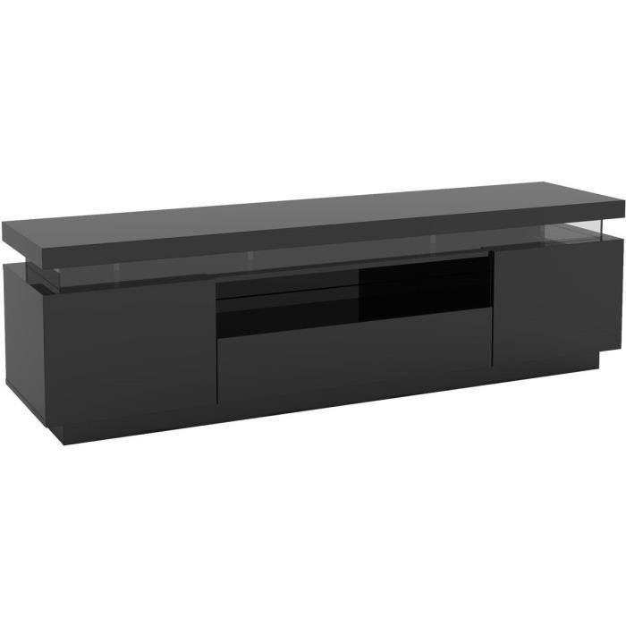 Meuble TV LED -Ruth- Laqué - Noir