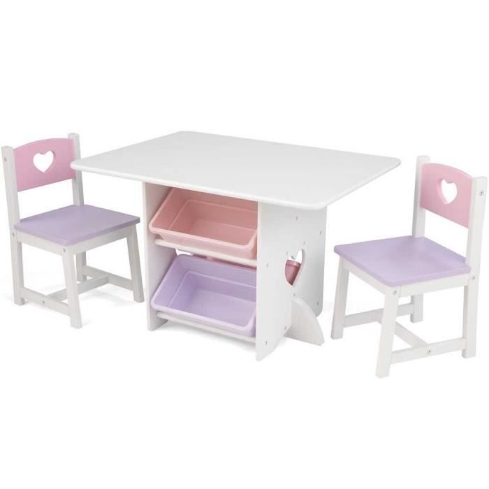 KIDKRAFT - Table et 2 chaises enfant en bois cœur